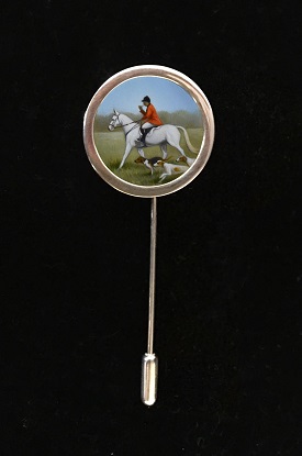 Horse and Rider Stick Pin nickel size 21.21mm
