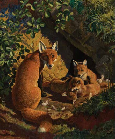 auction.tunnicliffe.mother fox and cubs