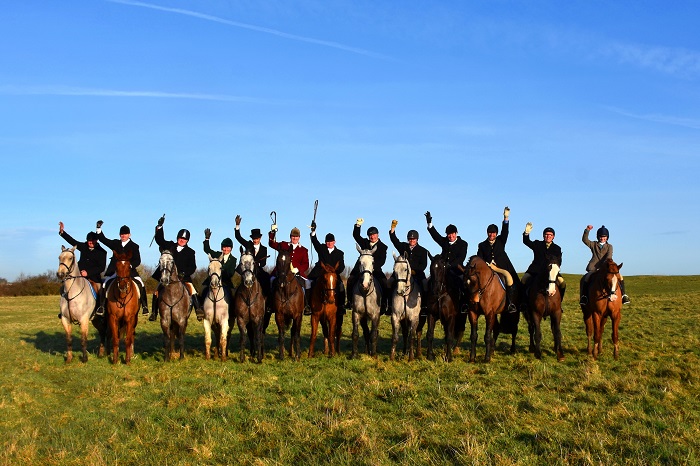 Maria McNamara and her father Tom from Horses in Ireland with their hunting visitors from Germany and Northern Ireland on their hirelings with the North Galway Foxhounds at Shrule