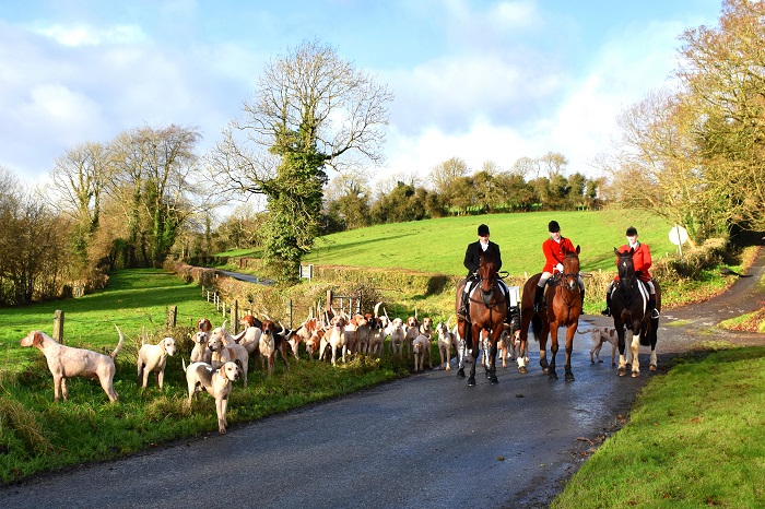 STF.South Tyrone Foxhounds huntsman Ryan Carvill in centre and whippers in Paul Kinane and Lloyd Parr during fox hunt