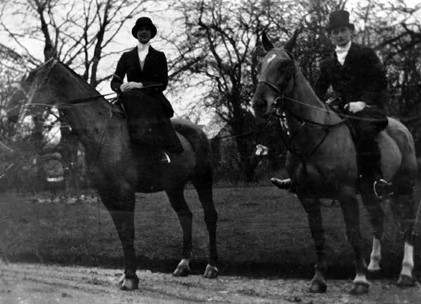 Chrissie and Charles hunting with the Cattistock